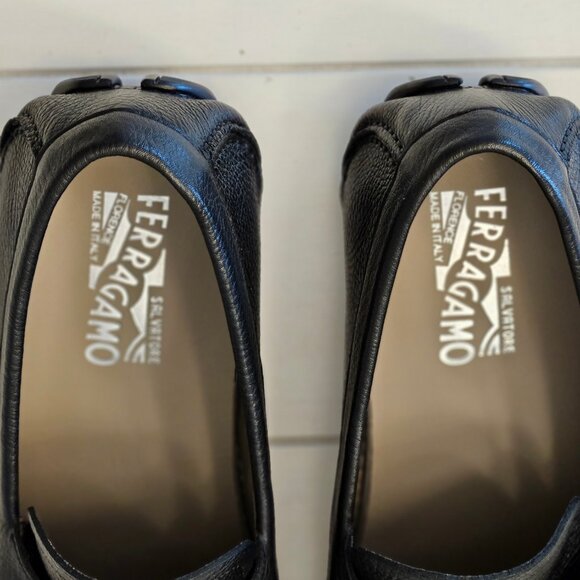 Ferragamo Black Leather Driver with Gancini Ornament Size 10 EE (10.5 to 11US) - Picture 16 of 16